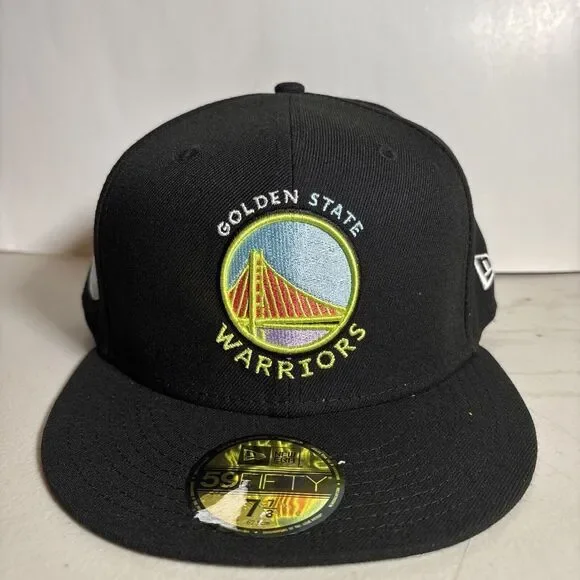 New Era 59Fifty Golden State Warriors Black NBA Fitted Hat NEW - 7 7/8 - Picture 1 of 7